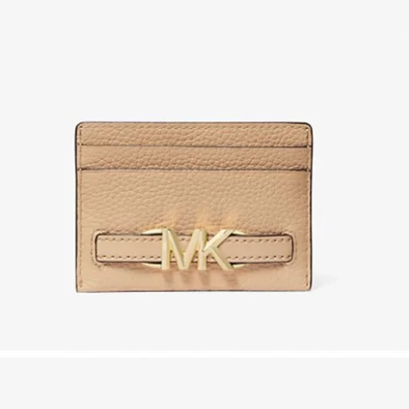 Michaels Kors Reed Large Pebbled Leather Card Case/Camel - Picture 1 of 8